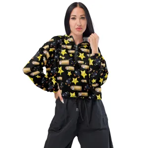 Bullet Bomb Star Women’s Cropped Windbreaker - Black