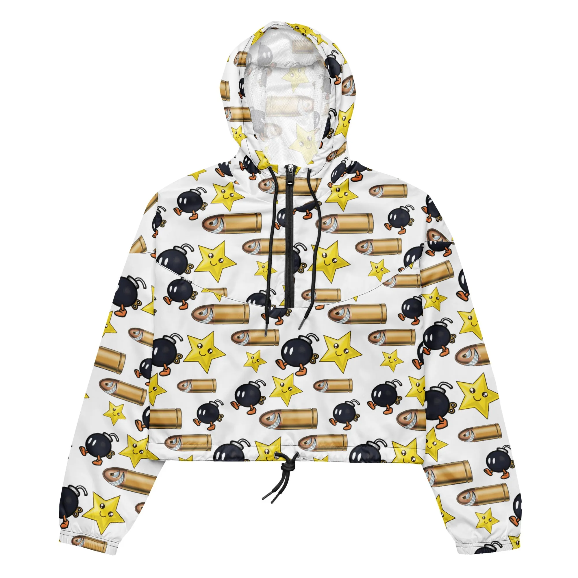 Bullet Bomb Star Women’s Cropped Windbreaker - White
