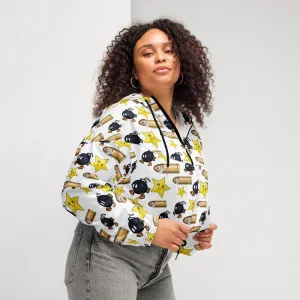 Bullet Bomb Star Women’s Cropped Windbreaker - White