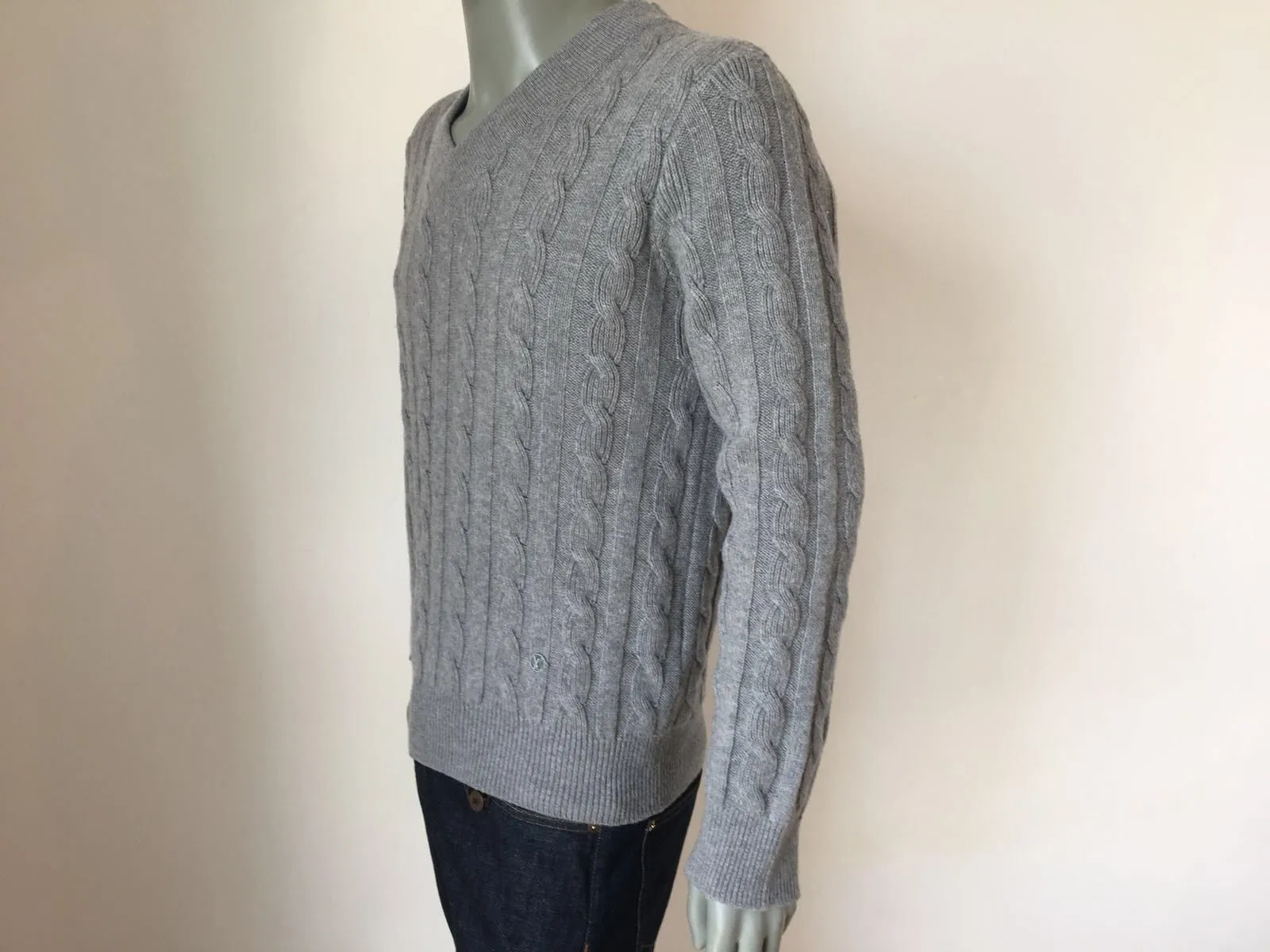 Cabled V Neck Sweater