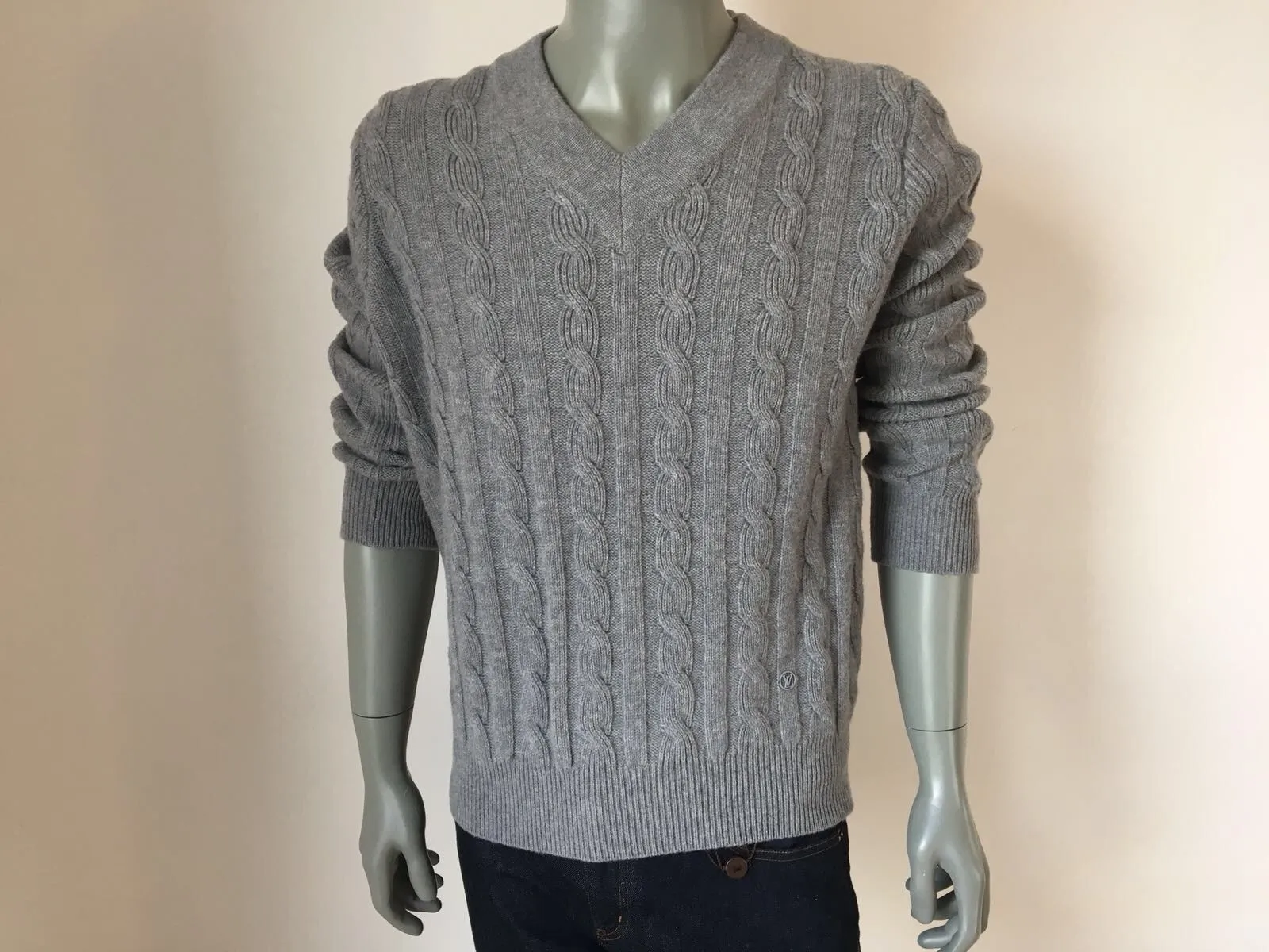 Cabled V Neck Sweater