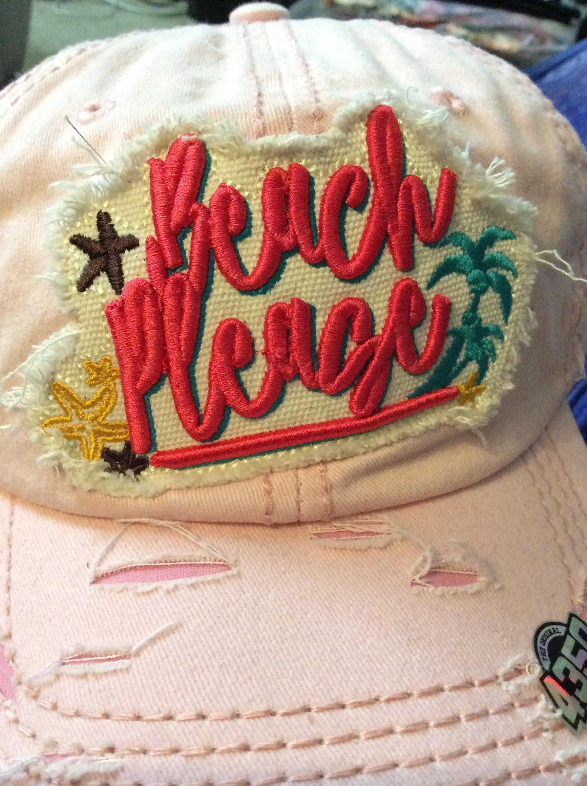 CAPS BEACH PLEASE DISTRESSED DENIM