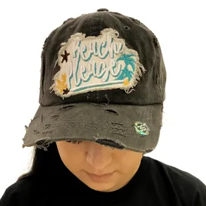 CAPS BEACH PLEASE DISTRESSED DENIM