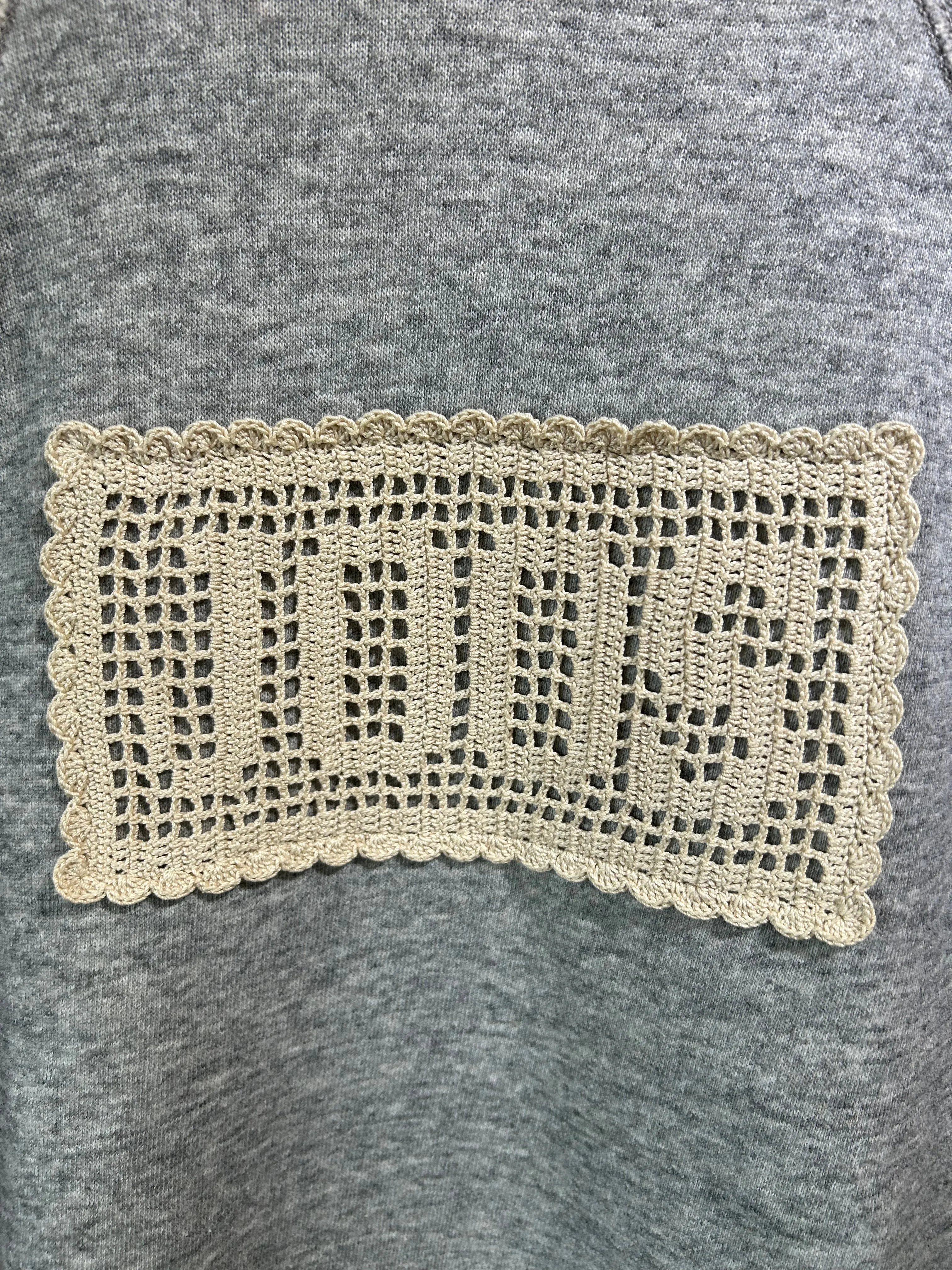Carleen Grey Sweatshirt with Crochet Patch