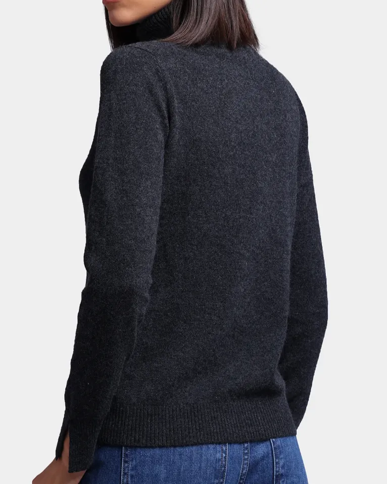 Cashmere Turtleneck Pullover w/Slit Sleeve | Minnie Rose