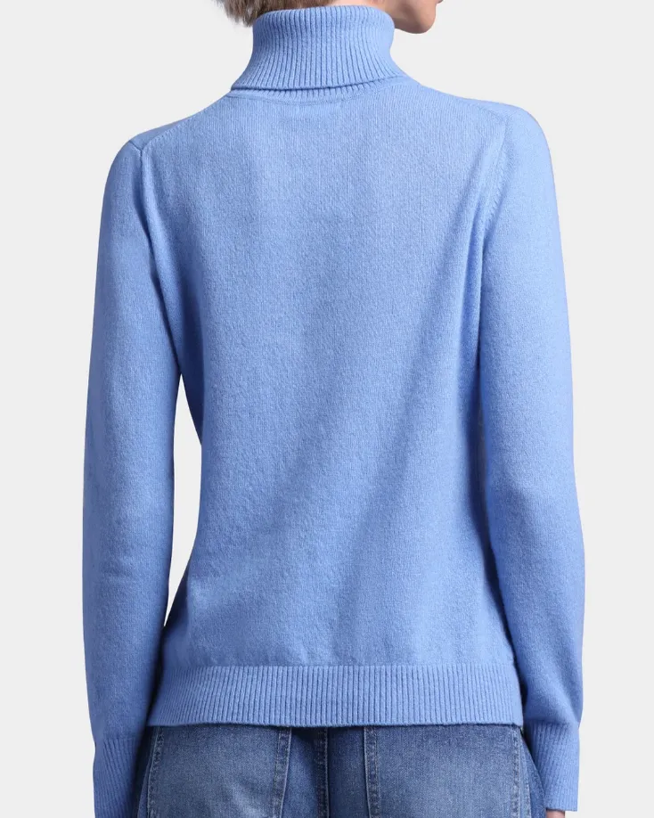 Cashmere Turtleneck Pullover w/Slit Sleeve | Minnie Rose