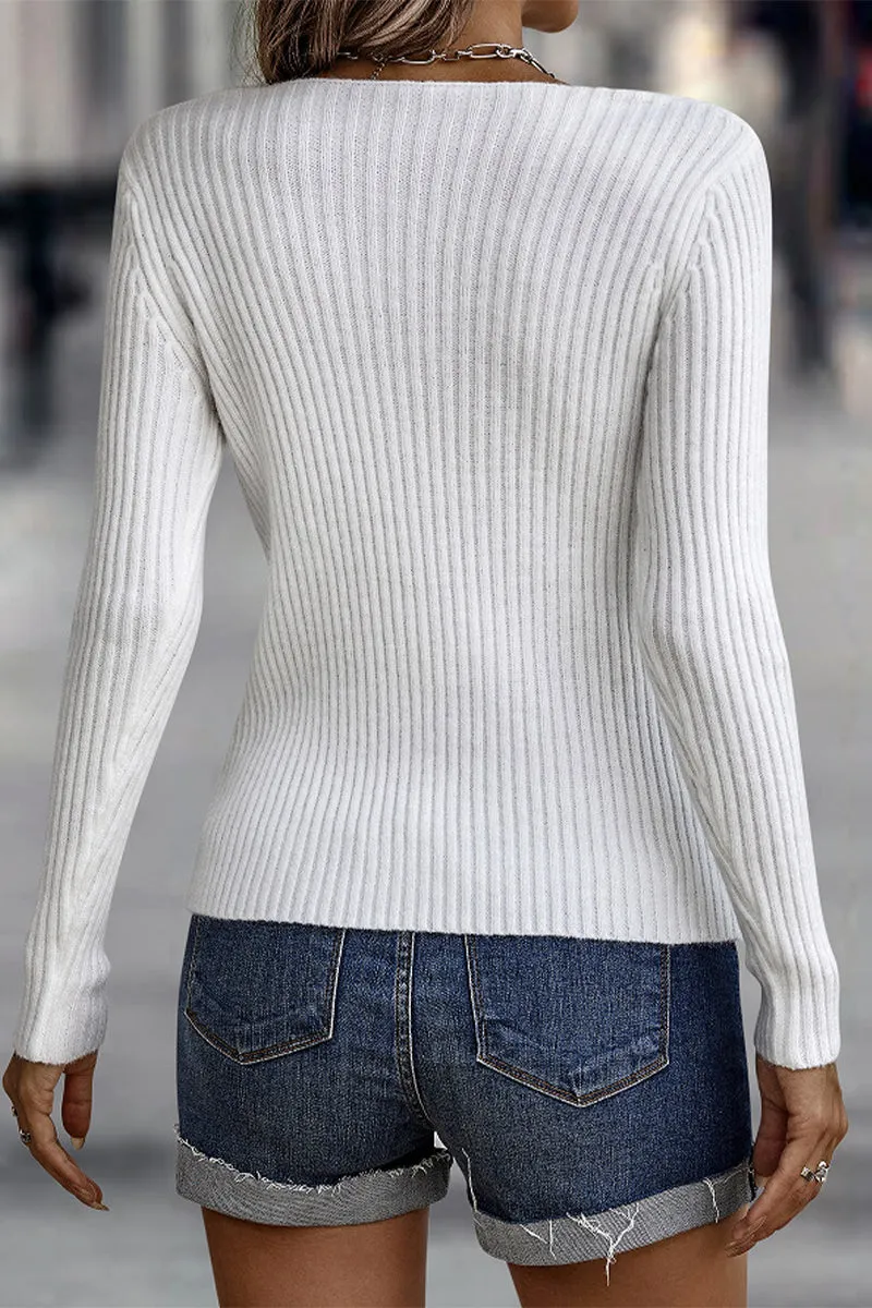 Casual Street Solid Color Oblique Collar Sweaters(7 Colors)