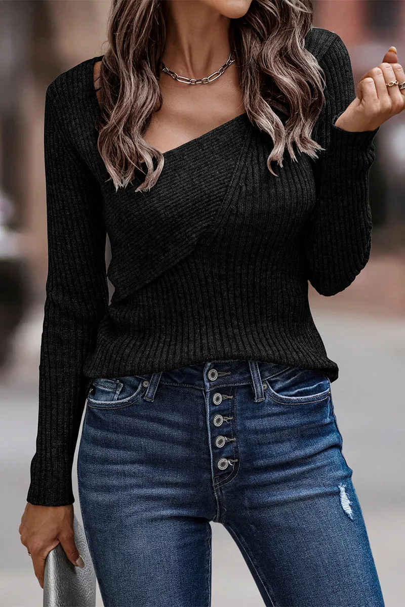 Casual Street Solid Color Oblique Collar Sweaters(7 Colors)