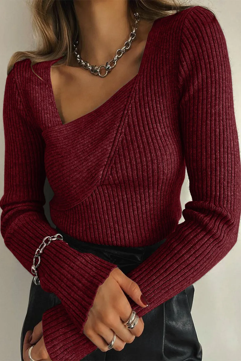 Casual Street Solid Color Oblique Collar Sweaters(7 Colors)