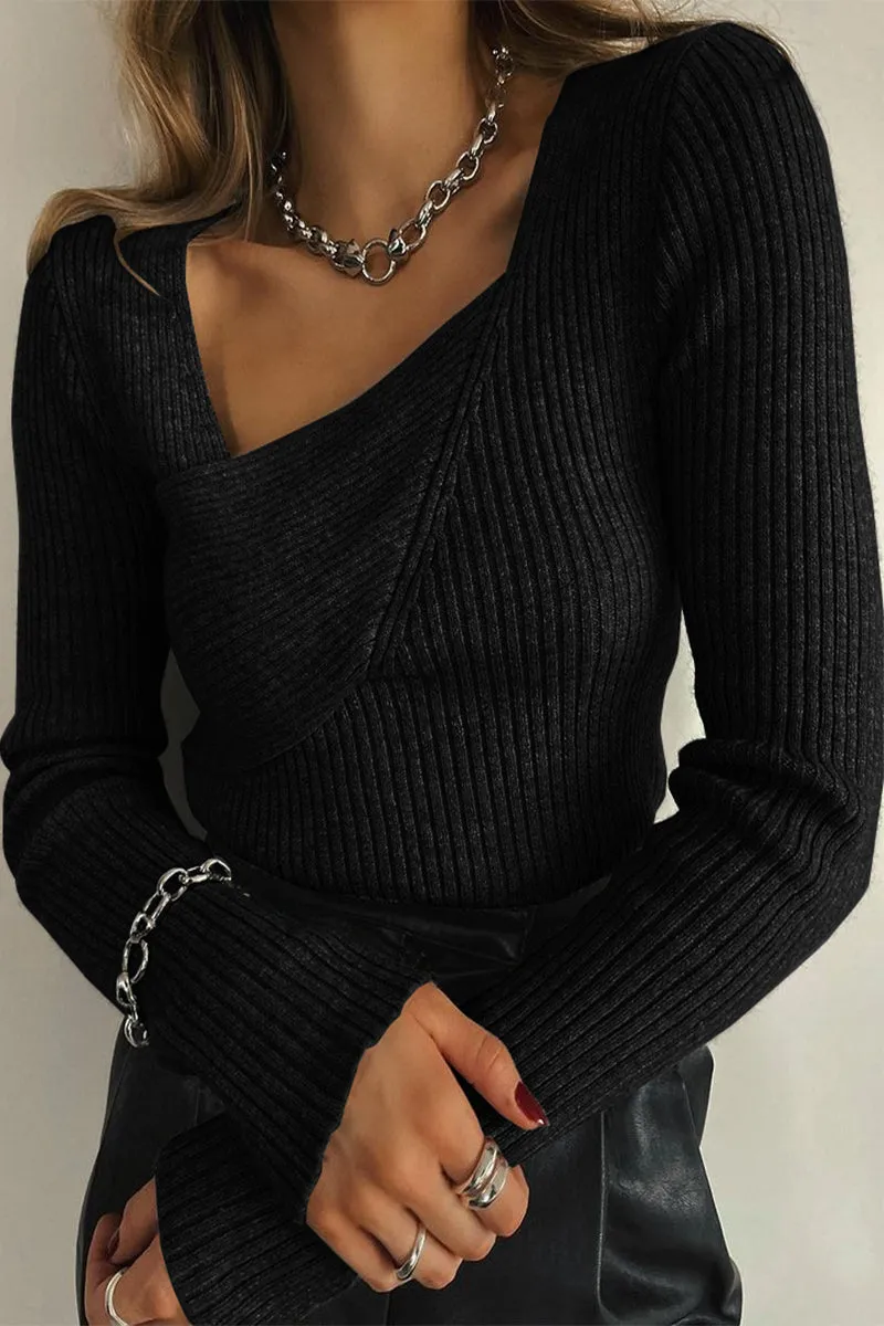 Casual Street Solid Color Oblique Collar Sweaters(7 Colors)