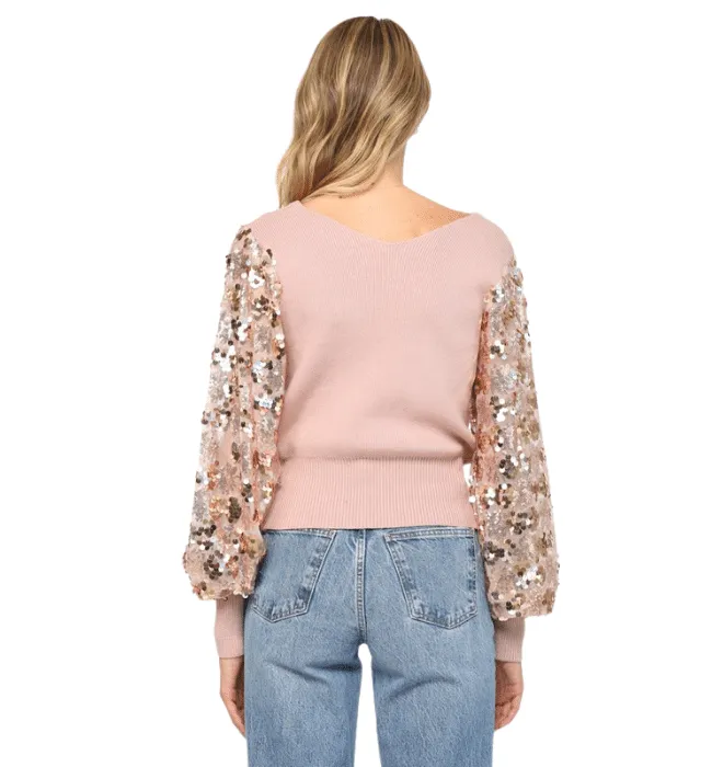 Cava Sequins Sleeve Top