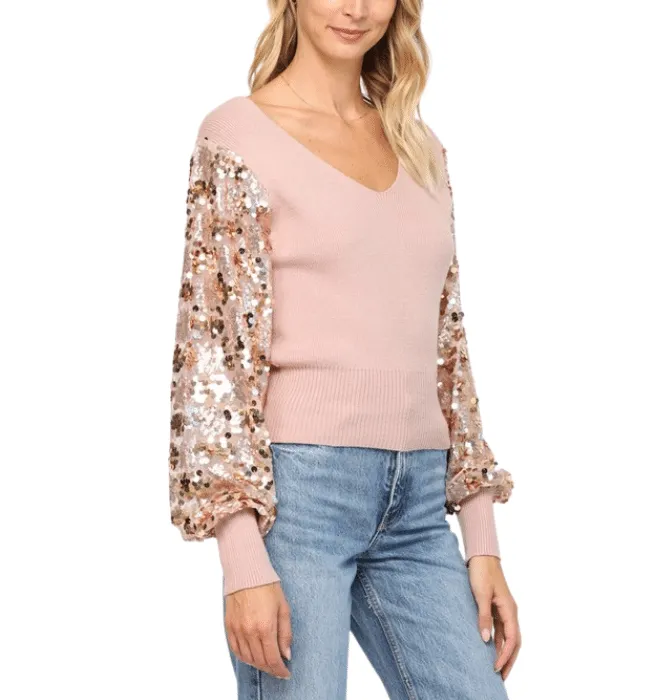 Cava Sequins Sleeve Top