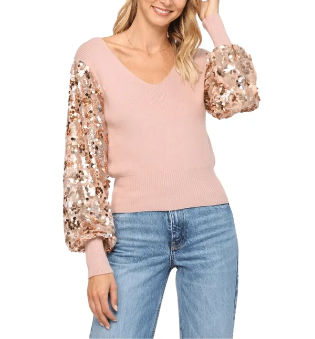Cava Sequins Sleeve Top