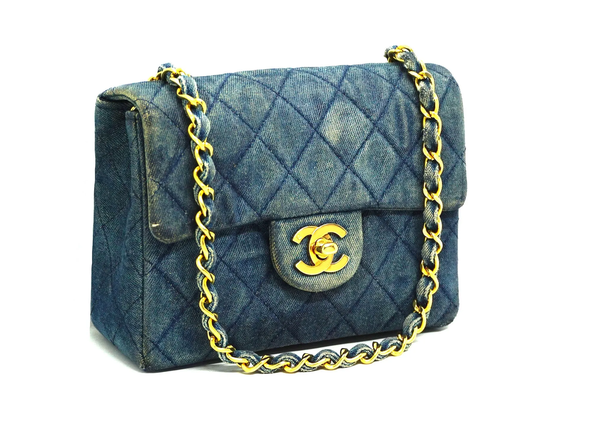 Chanel Vintage Rare Denim Classic Square Mini Flap