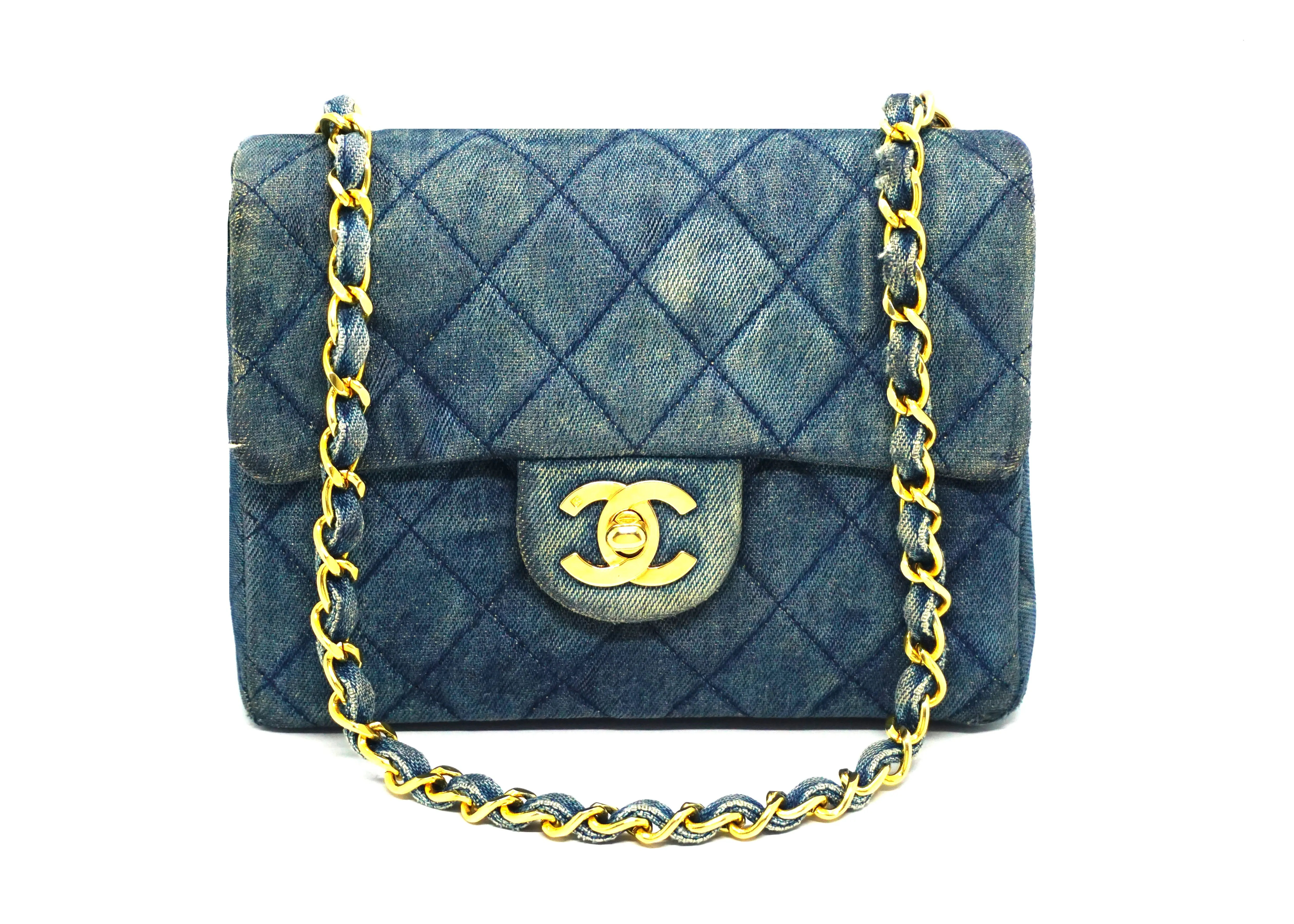 Chanel Vintage Rare Denim Classic Square Mini Flap
