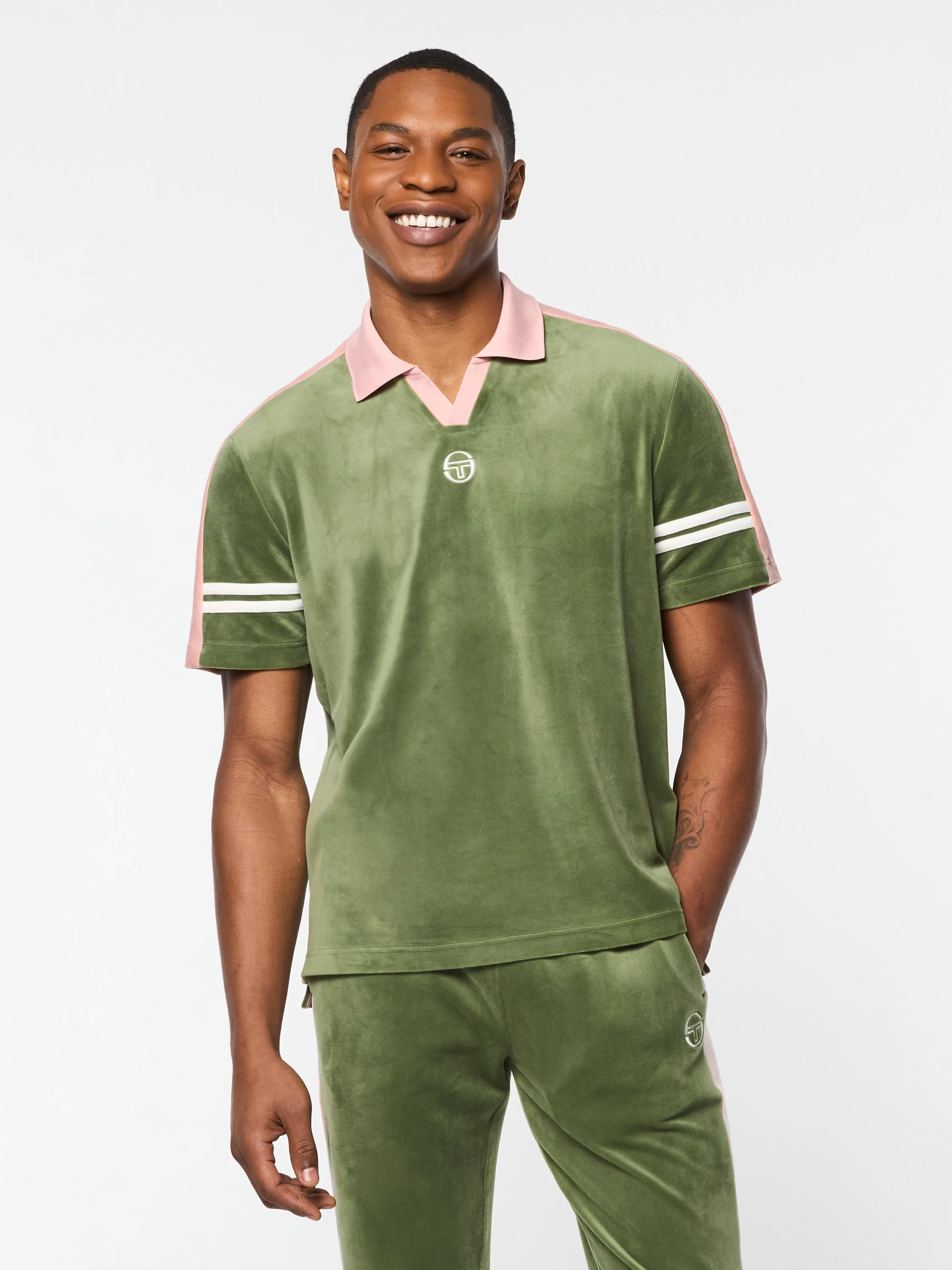 Cielo Velour Polo- Bronze Green