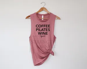 Coffee Pilates Wine Repeat Muscle Tank