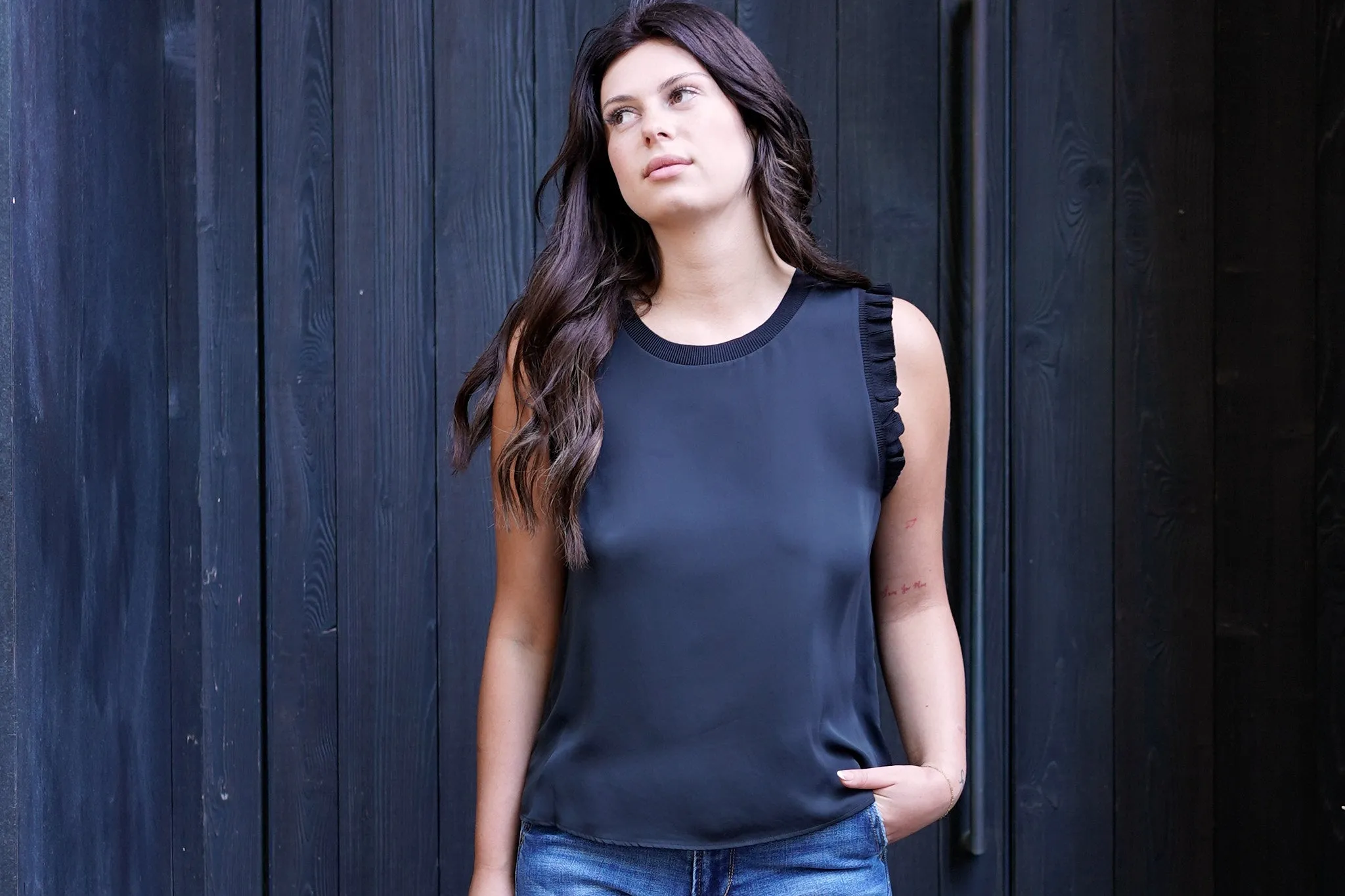 Current Air Classic Black Sleeveless Blouse