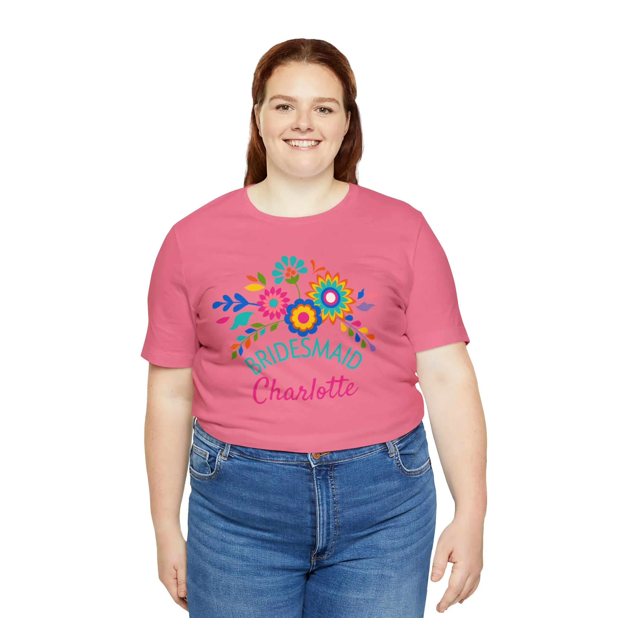 CUSTOM Bride Floral  Wedding T-Shirt | Bridal  Party Tee |  Bella Canvas 3001 Unisex |  Here Comes the Bride Short Sleeve Tshirt
