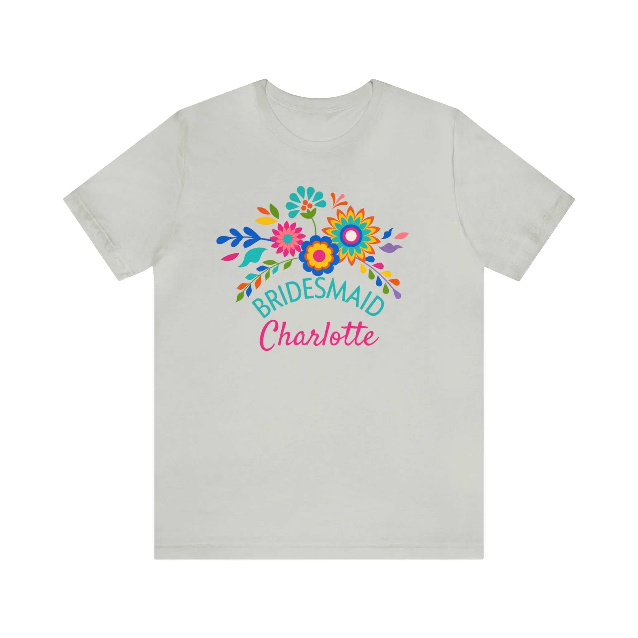 CUSTOM Bride Floral  Wedding T-Shirt | Bridal  Party Tee |  Bella Canvas 3001 Unisex |  Here Comes the Bride Short Sleeve Tshirt