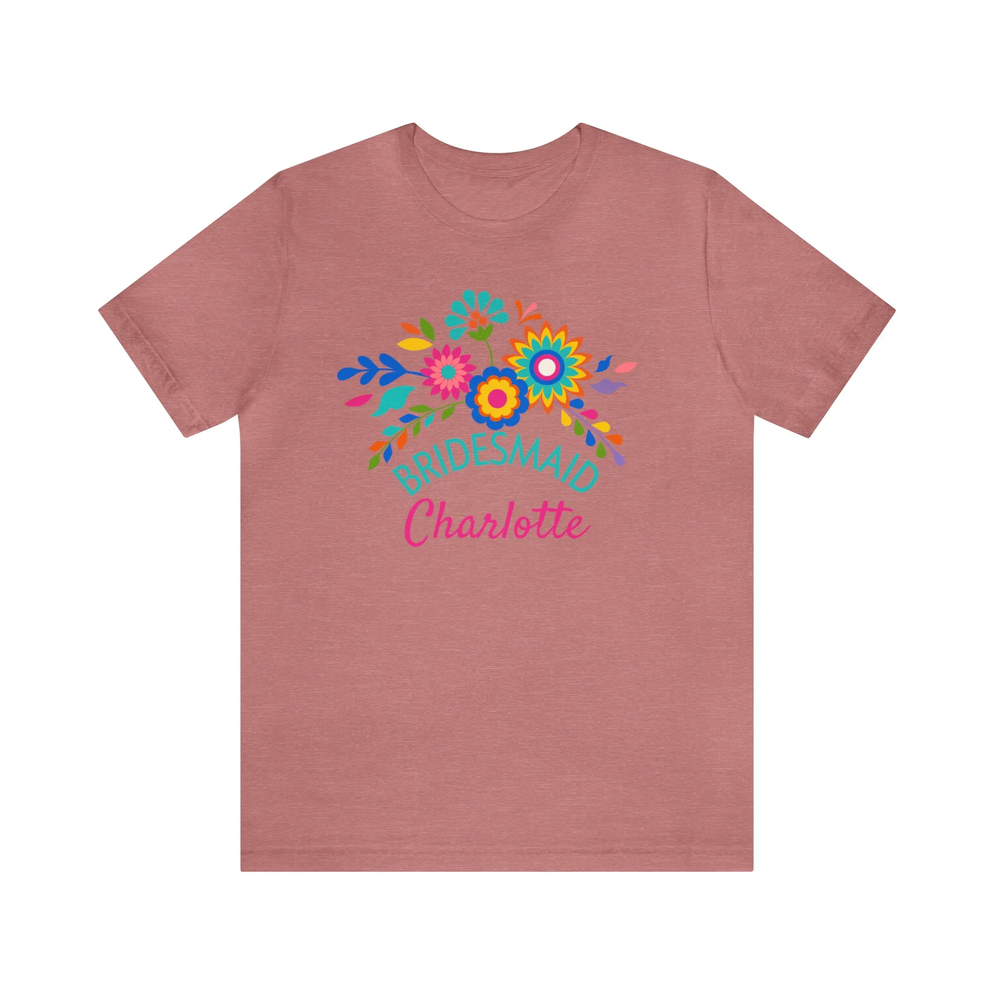 CUSTOM Bride Floral  Wedding T-Shirt | Bridal  Party Tee |  Bella Canvas 3001 Unisex |  Here Comes the Bride Short Sleeve Tshirt