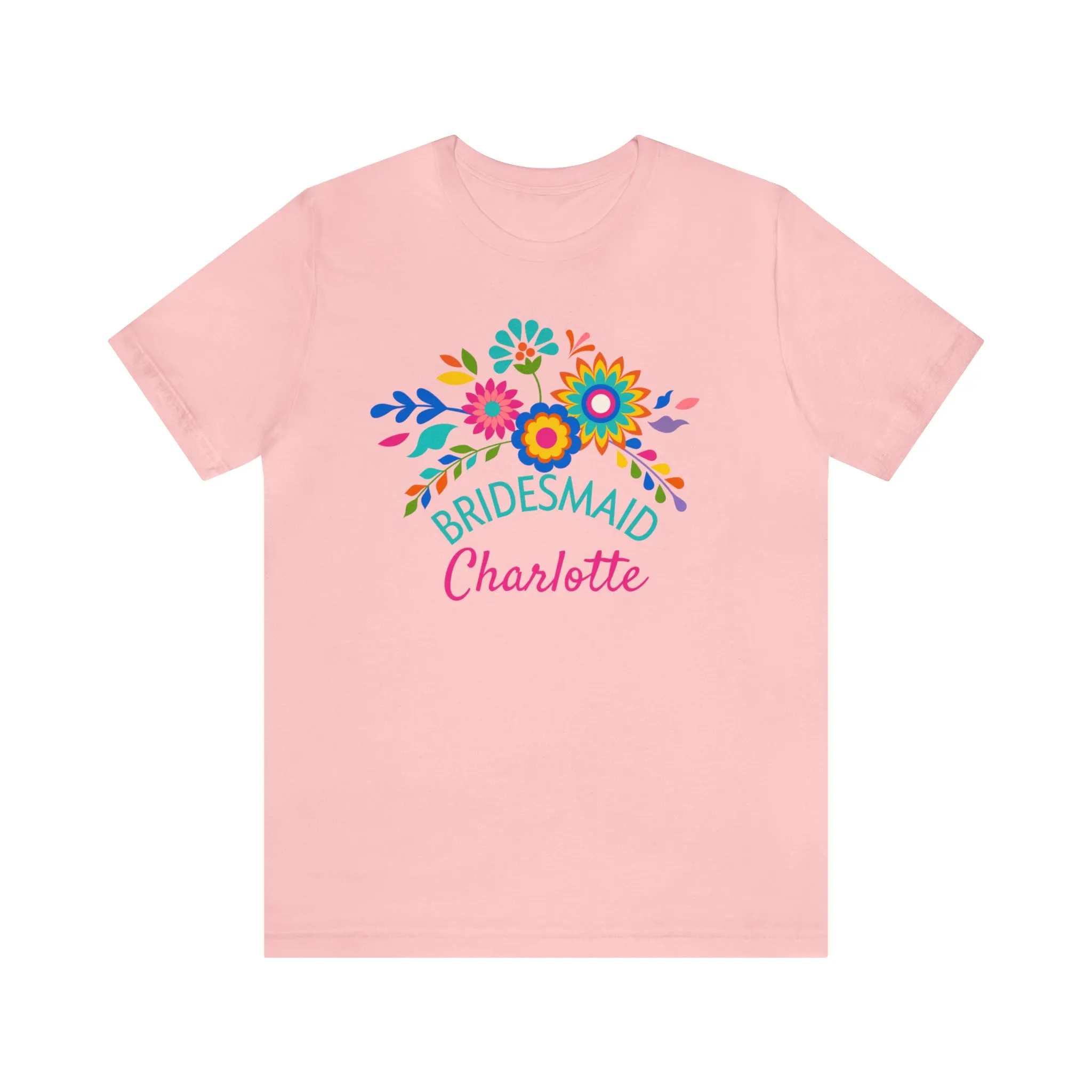 CUSTOM Bride Floral  Wedding T-Shirt | Bridal  Party Tee |  Bella Canvas 3001 Unisex |  Here Comes the Bride Short Sleeve Tshirt