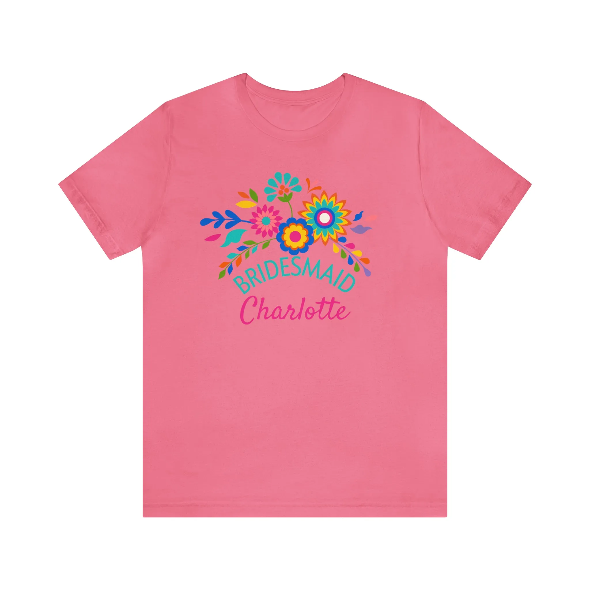 CUSTOM Bride Floral  Wedding T-Shirt | Bridal  Party Tee |  Bella Canvas 3001 Unisex |  Here Comes the Bride Short Sleeve Tshirt
