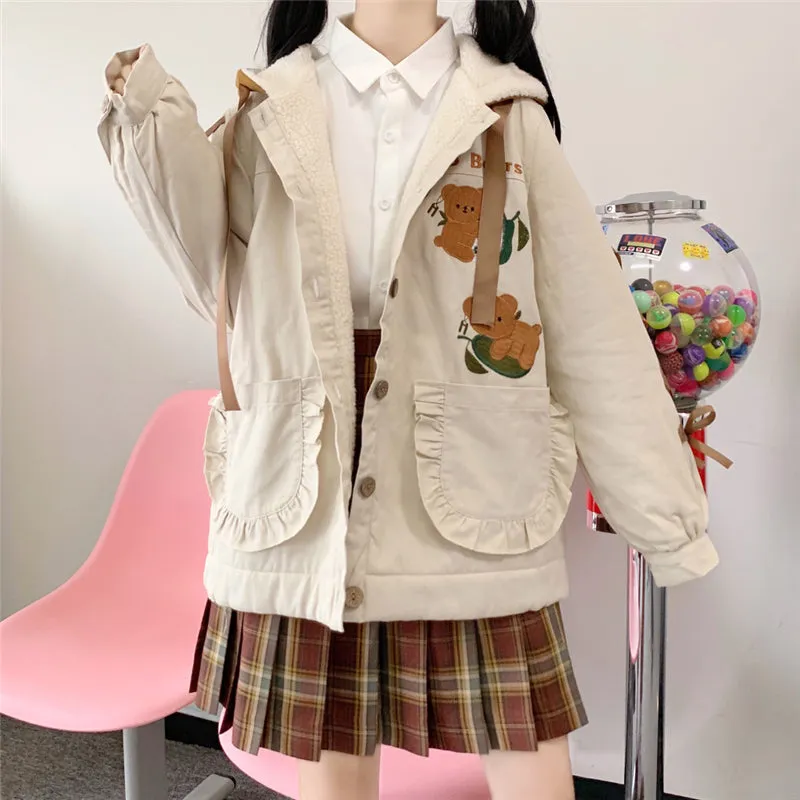 CUTE KOALA EMBROIDERED HOODED JACKET UB2800