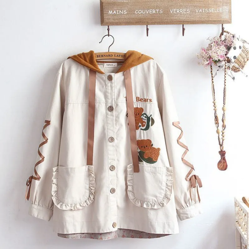 CUTE KOALA EMBROIDERED HOODED JACKET UB2800