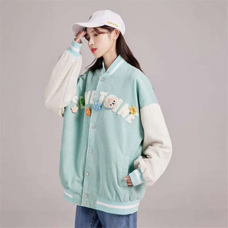 CUTE LIGHT GREEN CORDUROY CARDIGAN UB2799