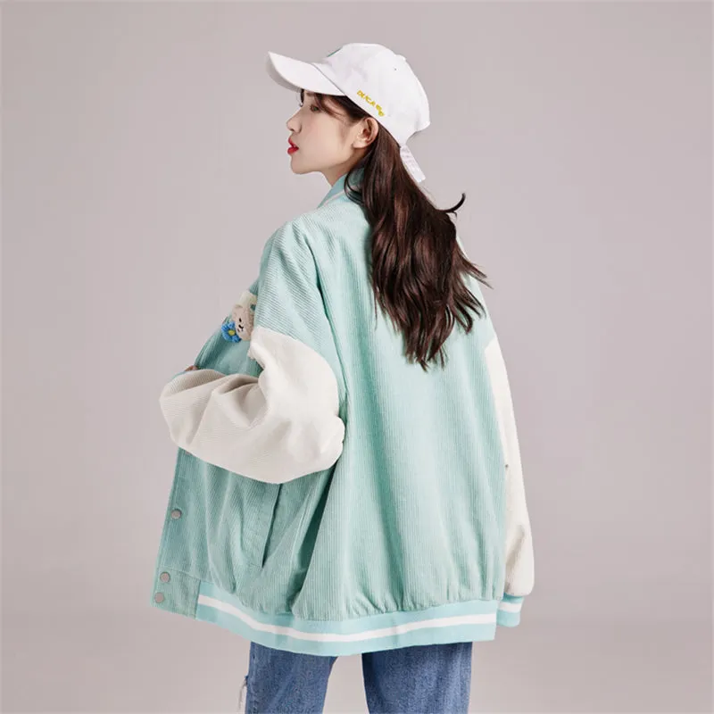 CUTE LIGHT GREEN CORDUROY CARDIGAN UB2799