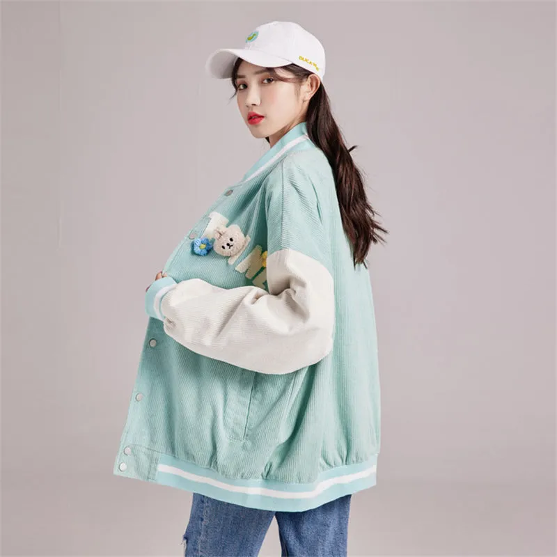 CUTE LIGHT GREEN CORDUROY CARDIGAN UB2799