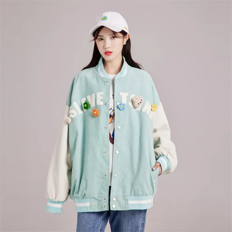 CUTE LIGHT GREEN CORDUROY CARDIGAN UB2799
