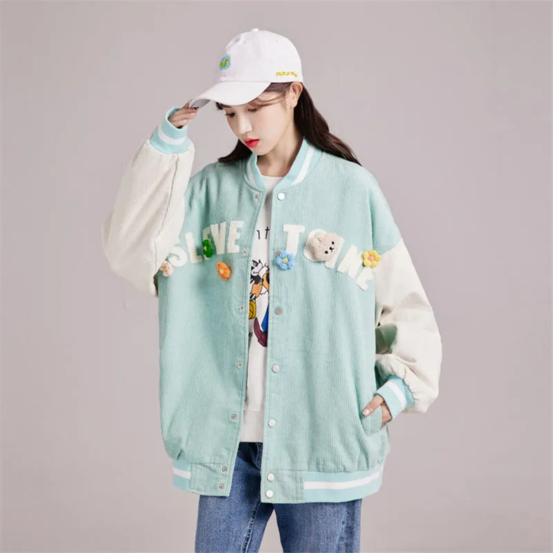 CUTE LIGHT GREEN CORDUROY CARDIGAN UB2799