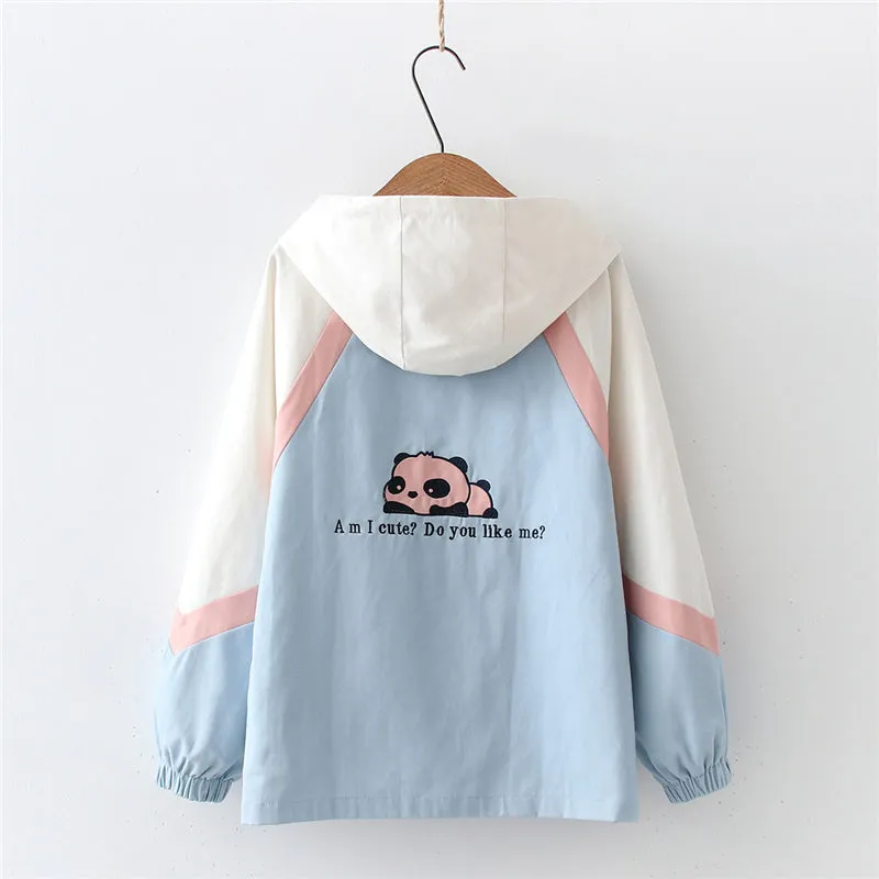 CUTE PANDA EMBROIDERED HOODED JACKET UB2791