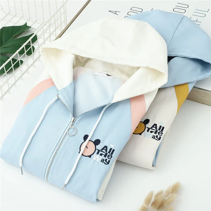 CUTE PANDA EMBROIDERED HOODED JACKET UB2791
