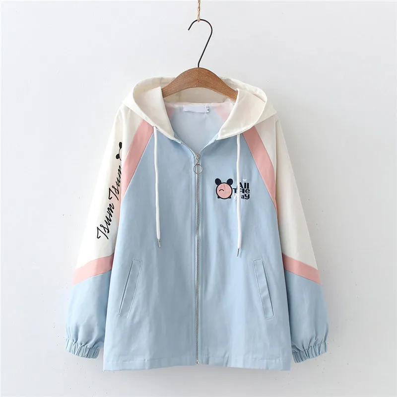 CUTE PANDA EMBROIDERED HOODED JACKET UB2791