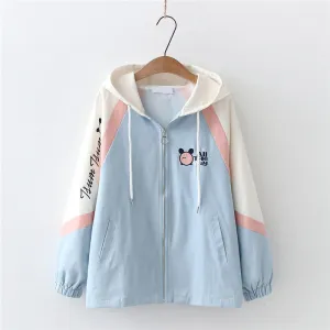 CUTE PANDA EMBROIDERED HOODED JACKET UB2791