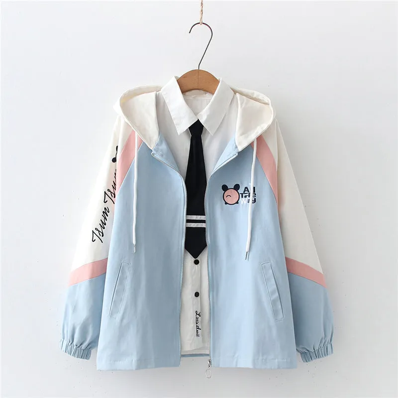 CUTE PANDA EMBROIDERED HOODED JACKET UB2791