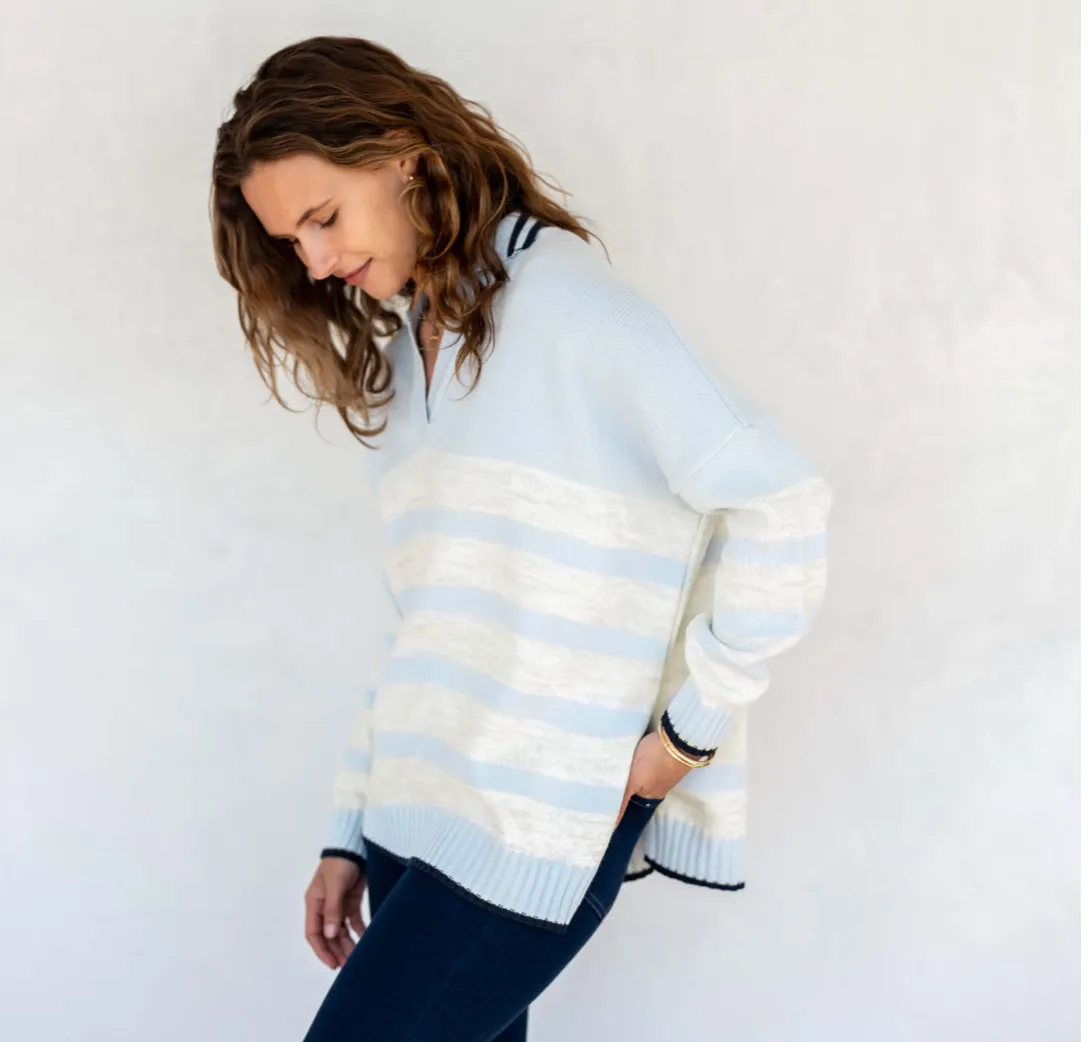 D Marina Polo Sweater - Sky   Sea Salt