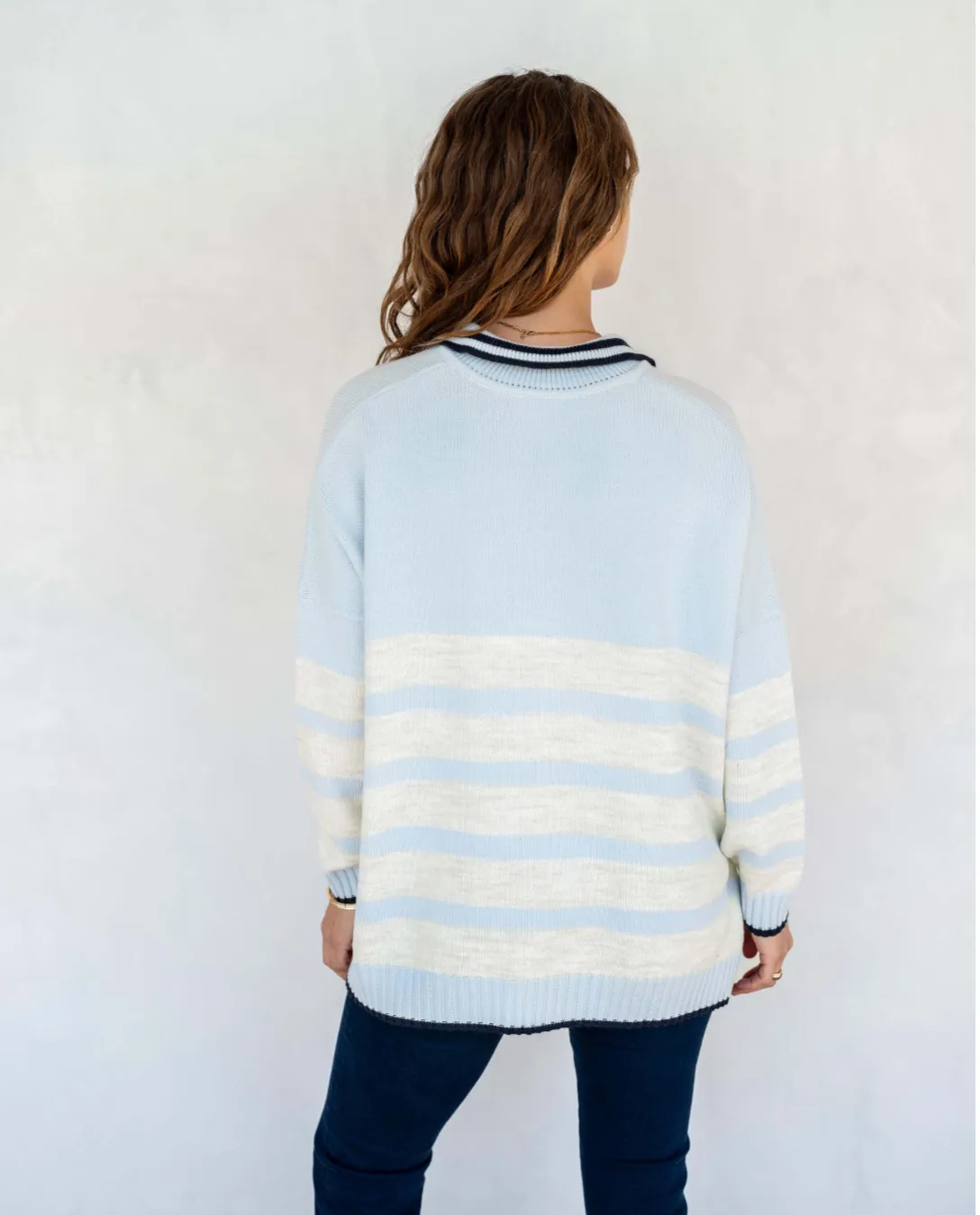 D Marina Polo Sweater - Sky   Sea Salt