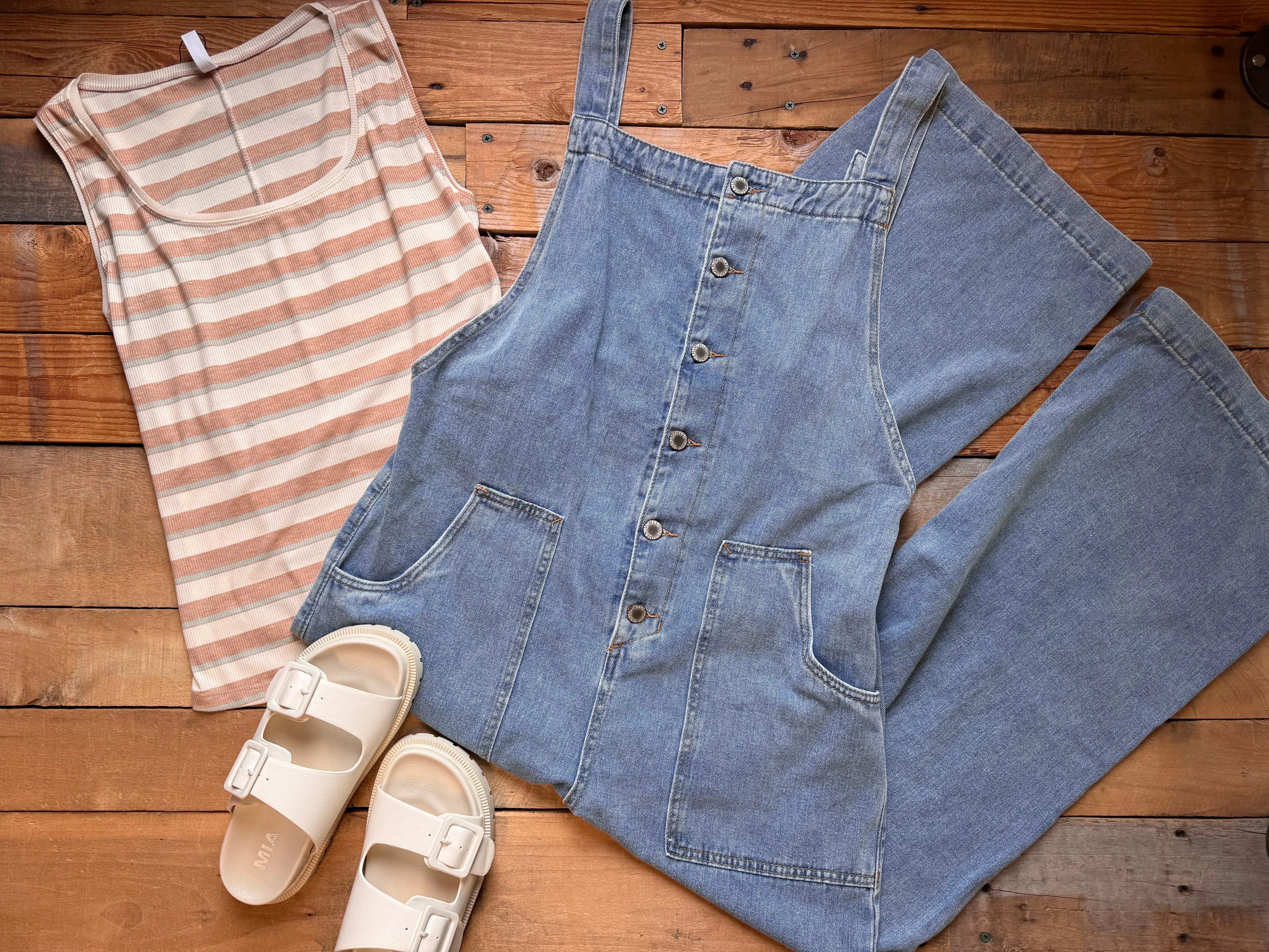 denim button down overall jumpsuit