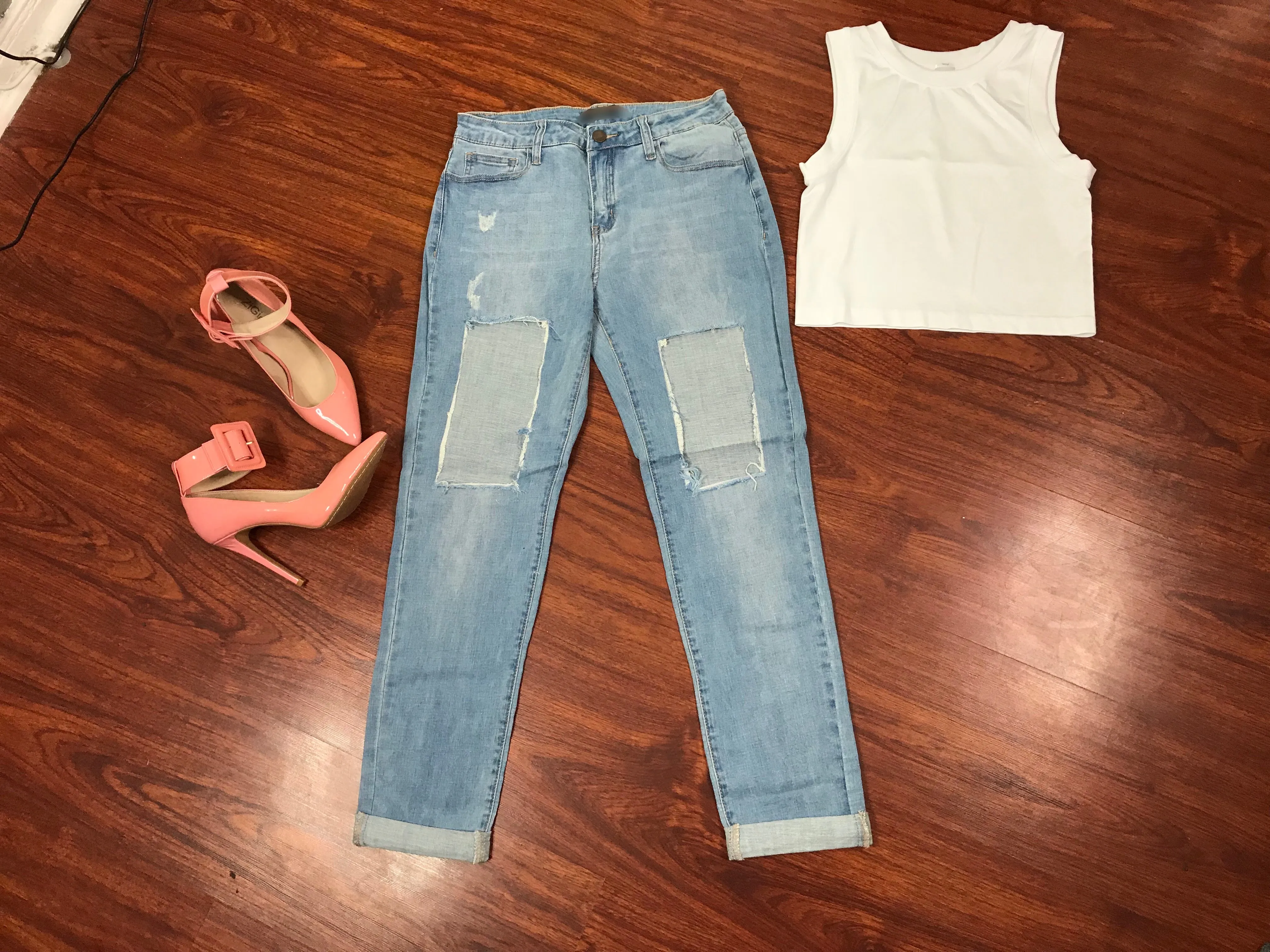 Denim Distressed High Waist Jeans