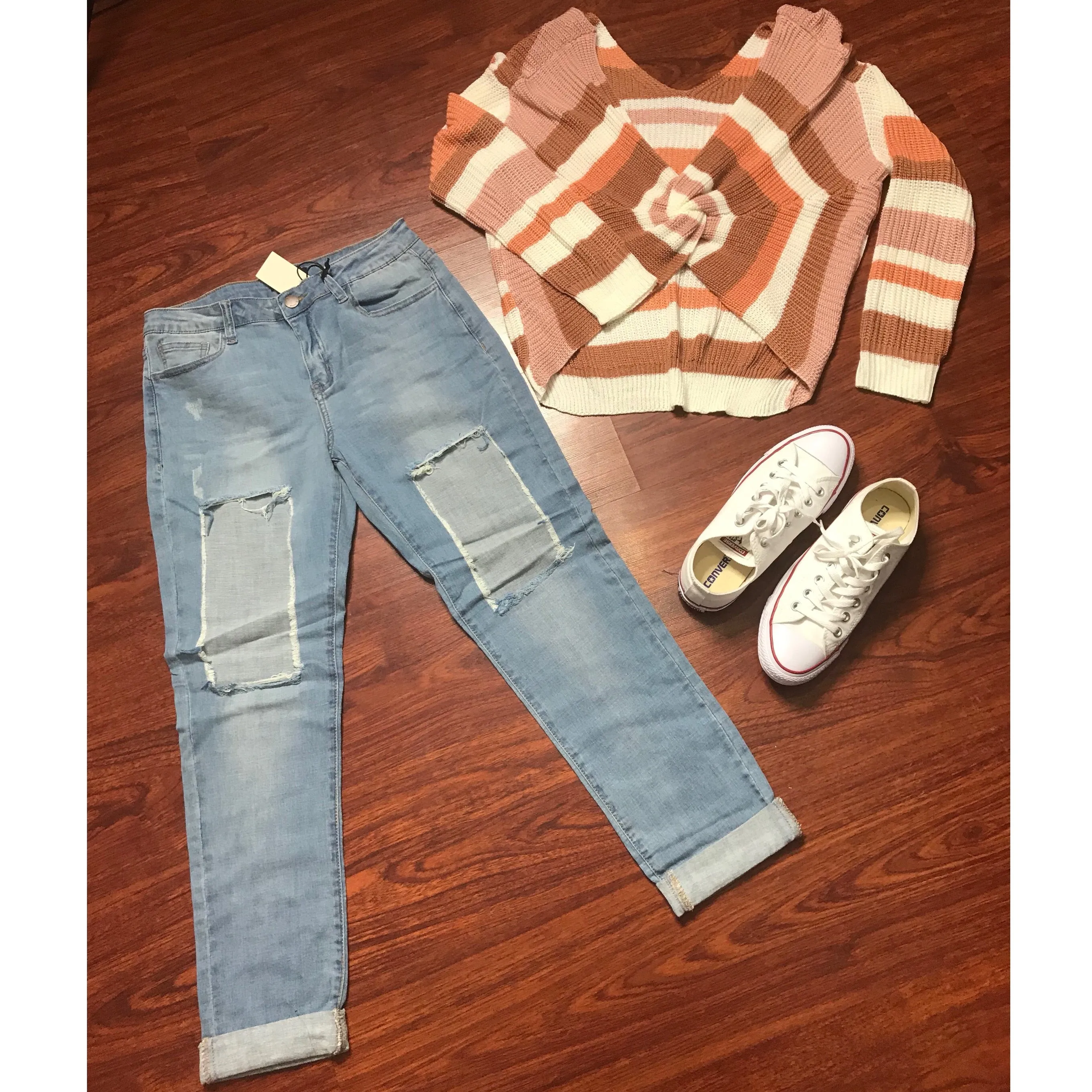 Denim Distressed High Waist Jeans