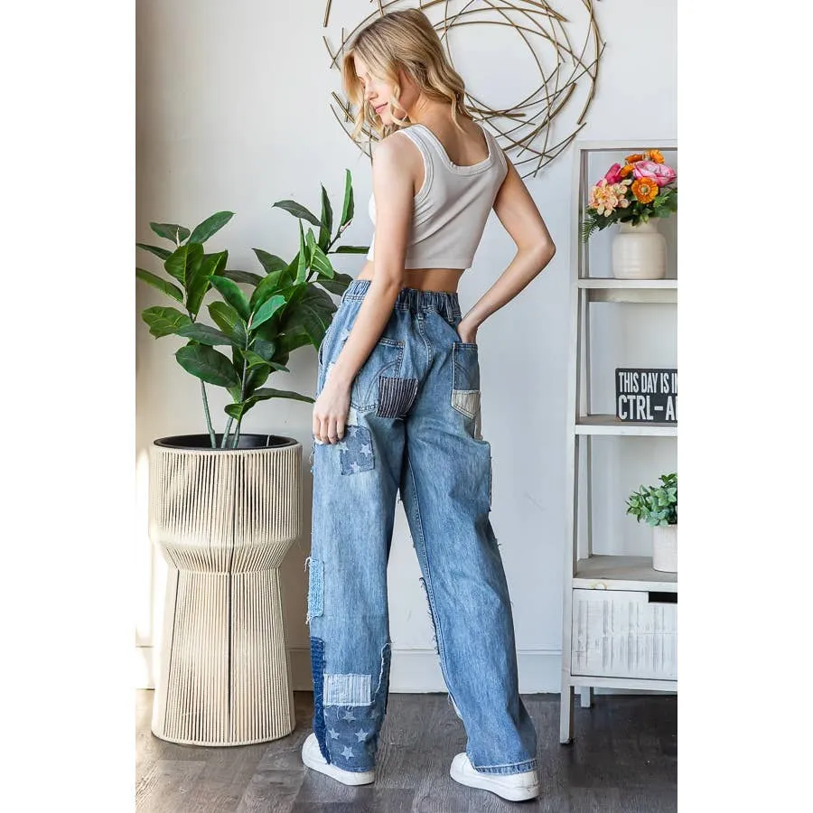 Denim Washed Patchwork Oli Hali Jeans