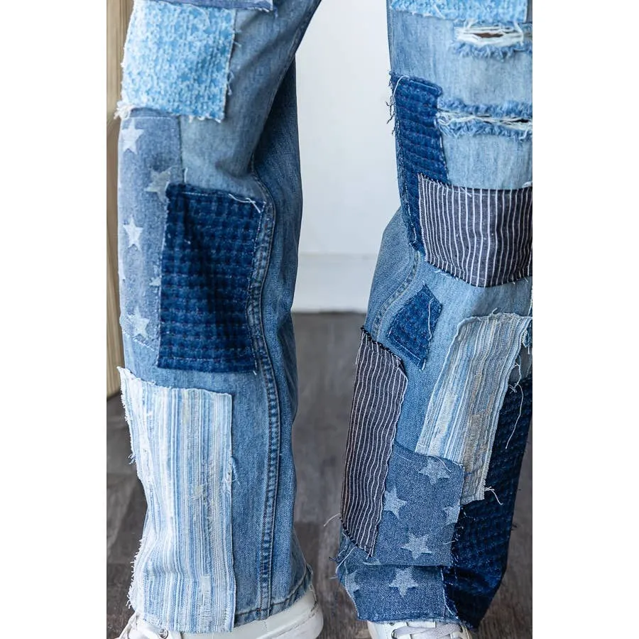 Denim Washed Patchwork Oli Hali Jeans