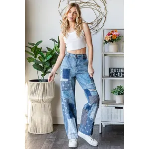 Denim Washed Patchwork Oli Hali Jeans