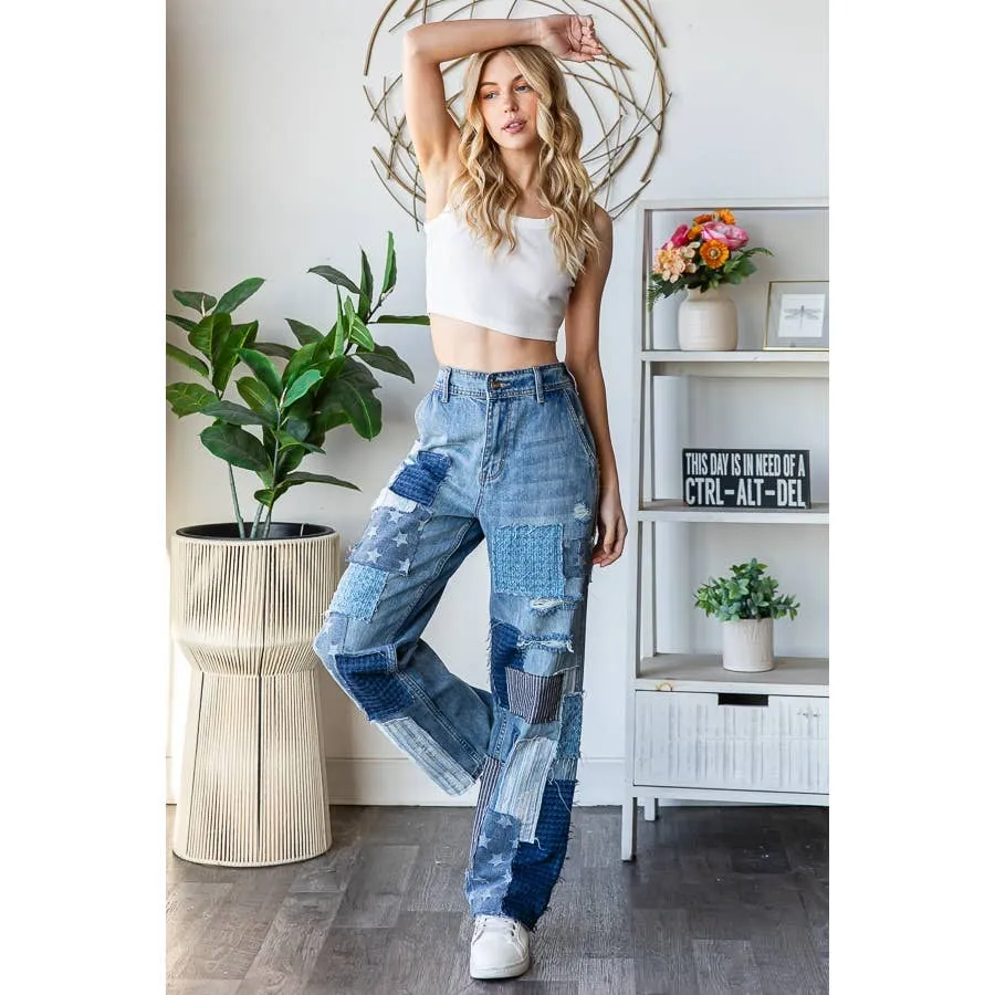 Denim Washed Patchwork Oli Hali Jeans