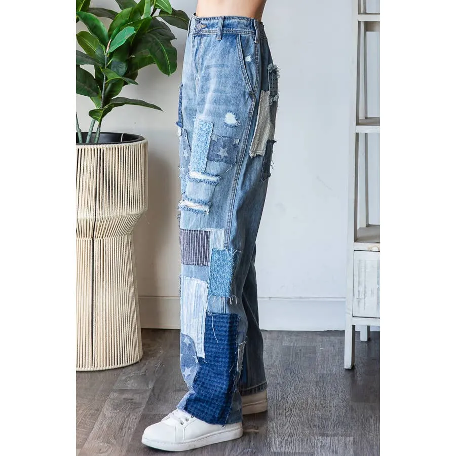 Denim Washed Patchwork Oli Hali Jeans