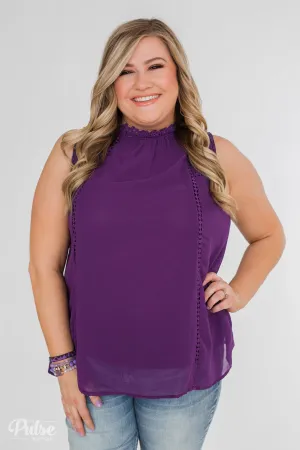Detailed in Lace Tank Top- Deep Purple